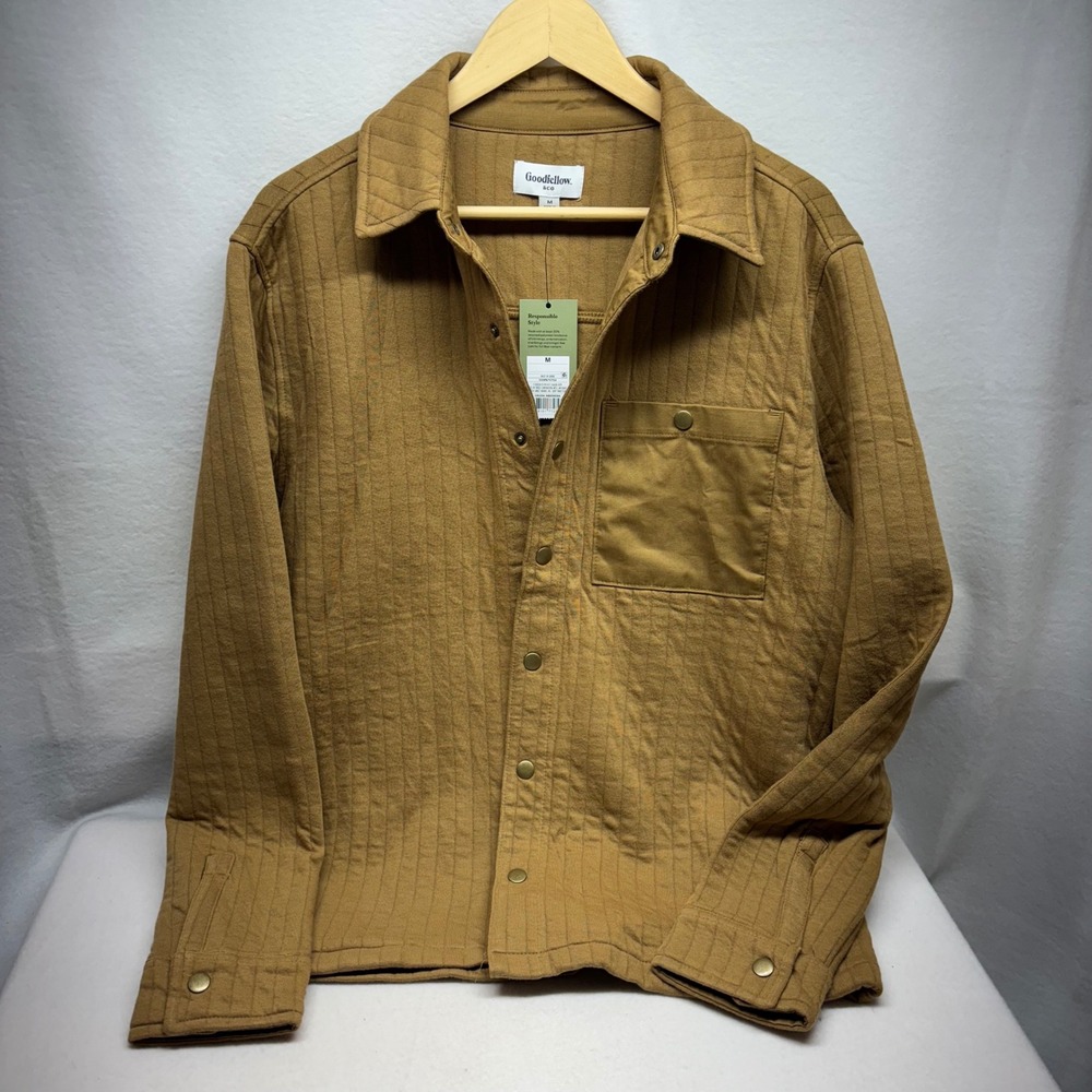 Goodfellow & Co Men's Quilted Shirt Jacket‎ Brown Sz M Cotton Blend Button Up